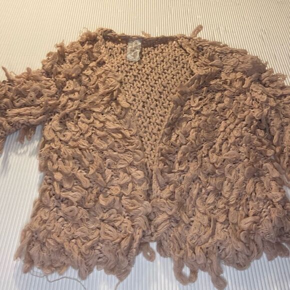 Dusty Rose shag Loop Knit Cardigan Sadie & Sage M/L - Picture 1 of 7